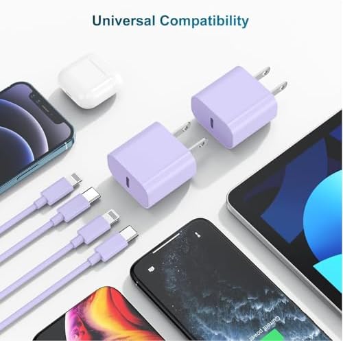 Ultra-Fast 20 W USB-C Charger with 6-Foot Lightning Cable – Convenient 3-Pack for i Phone 14/13 Pro, Ideal for Home and Travel – Superior Durability and Extended Reach for Effortless Charging Anytime