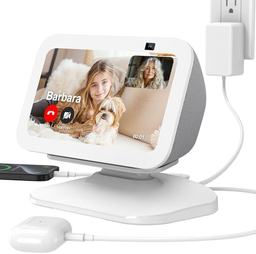 PlusAcc Stand for Show 5 (3rd Gen) – Adjustable Table Holder with 2 Charging Ports (USB-C & USB-A), Tilt Magnetic Base Station for Charge Cellphones and Earbuds, Non-Slip Base (Black) – Enhanced Compatibility and Speed