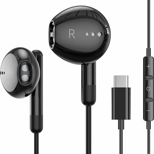 USB C Earbuds for i Phone 16 & i Pad Pro – High-Fidelity Wired Headphones with Volume Control & Mic for Google Pixel & Samsung Galaxy – Lightweight, Durable, and Comfortable for Everyday Use & Commutes – Enhanced Audio Experience