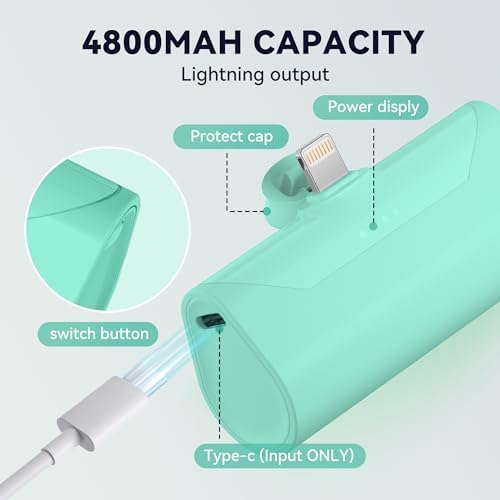 Ultra-Compact 5000 m Ah Power Bank with Built-in USB C Cable for i Phone 15 Pro Max – Reliable Portable Charger for i Phone 14/13, Samsung, Google, and More – Fast Charging Solution for On-the-Go Power Needs (Black)