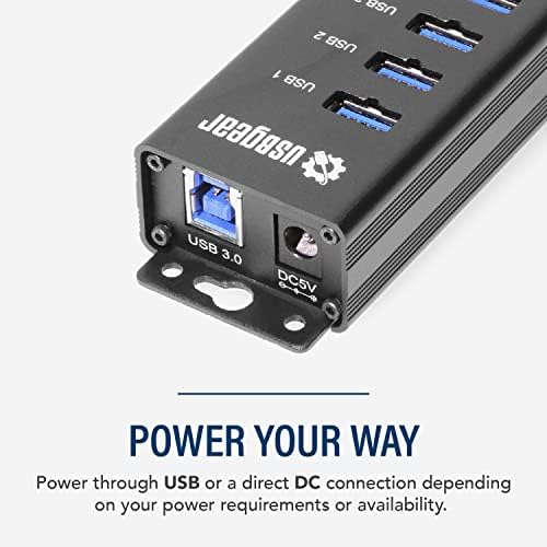 Maximize Connectivity with the 10-Port USB 3.2 Gen 1 Mountable Hub – Super Speed Data Transfer & Fast Charging for Home and Office Use, Includes 5 V/4 A Power Adapter & USB Type-A to Type-B Cable, Versatile Wall or Surface Mounting for Enhanced Productivity