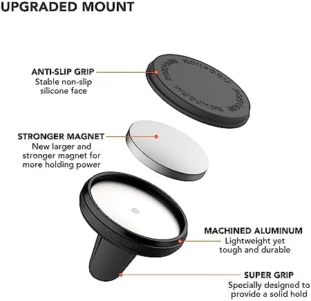 Rokform Magnetic Air Vent Phone Mount – Premium Aluminum Car Vent Clip for Secure Smartphone Accessibility, Effortless Installation & Enhanced Durability – Perfectly Compatible with Rokform Cases for Safer Driving Experience in Cars, Trucks, and Vans (Black)