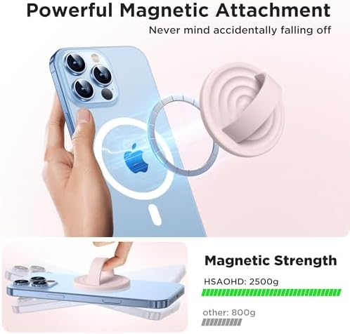 Upgraded Magnetic Phone Grip for i Phone: Premium Silicone Loop Holder with Mag Safe Compatibility – Ergonomic 360-Degree Stand, Non-Slip Design in Sleek Black for Enhanced Comfort and Secure Handling on i Phone 16/15/14/13/12 Pro Max/Plus
