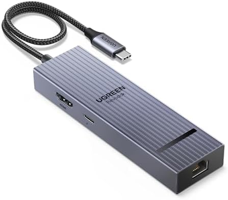 UGREEN Revodok Pro 6-in-1 USB C Hub: All-in-One Gigabit Ethernet & 4 K HDMI Adapter with 100 W Power Delivery for Mac M1/M2/M3, i Phone 16 Pro/Pro Max & Steam Deck – Unleash High-Speed Connectivity and Versatile Device Management
