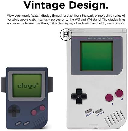 elago W5 Apple Watch Charging Stand – Premium Vintage Dock for i Watch Series 1-10 (38 mm to 46 mm) – Enhanced Stability and Seamless Notification Access for Smartwatch Users – Sleek Minimalist Design for Home and Office