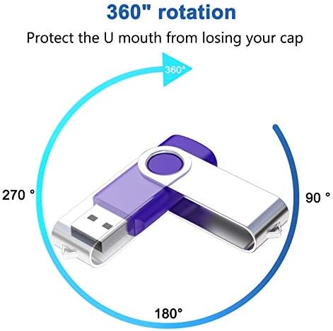 Vibrant 64 GB USB Flash Drive Pack – 5 Colorful Metal Swivel Thumb Drives with LED Indicator & Lanyards for Easy Portability – Ideal for Students & Professionals Seeking Reliable Data Storage Solutions