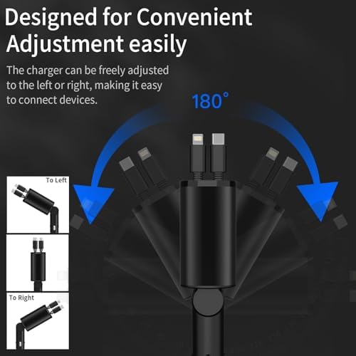 Ultimate 4-in-1 Retractable Car Charger for Galaxy & Pixel Devices – 60 W Fast Charging with Dual USB Ports and Tangle-Free Cable Design for Enhanced Convenience and Performance