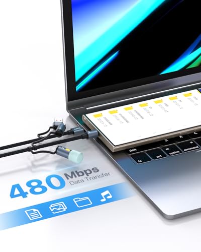 SOOPII 100 W 6.6 FT 4-in-1 Multi-USB C Charging Cable – Fast Charging Solution with USB-C, USB-A, and Lightning Connectors – Durable Nylon Braided Design for Phones, Tablets, and Laptops – Ultimate Versatility for Home and Travel