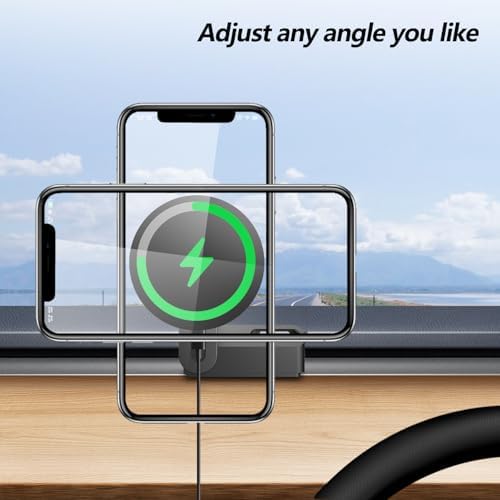 15 W Wireless Fast Charging Magnetic Phone Mount for Tesla Model Y & Model 3 – Ultimate Holder for i Phone 12-16 & Android Devices, Includes 5 ft USB-C Cable, Perfect for Safe Navigation and Hands-Free Use – Modern Tesla Accessory