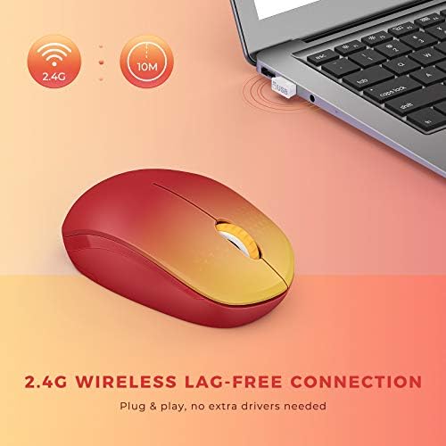 Light Blue Wireless Mouse – Ultra-Quiet 2.4 GHz Noiseless Computer Mouse with USB Receiver for Seamless Windows Experience – Portable, Ergonomic Design for Home, Office, or Travel