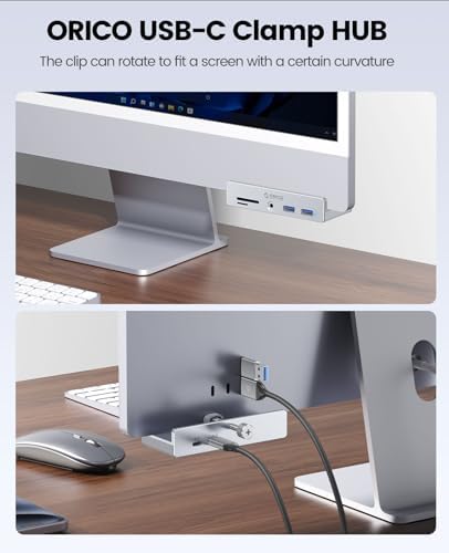 Upgrade Your Digital Experience with the ORICO USB Hub 3.0 – Stylish Aluminum Clamp Adapter Featuring Dual High-Speed USB-A Ports, 3.5 mm AUX for Superior Audio, and SD/TF Card Reader for Effortless Media Transfers, Ideal for Modern Desktops
