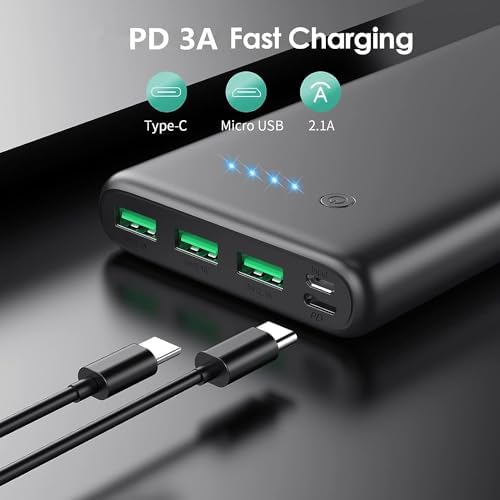 Ultra-High Capacity 40800 m Ah Portable Charger with Built-In Cables – 25 W PD USB C Fast Charging Power Bank – 5 Outputs & Dual Input for i Phone 16/15/14/13 & Samsung S23 – Stylish Pink Design for On-the-Go Charging Solutions