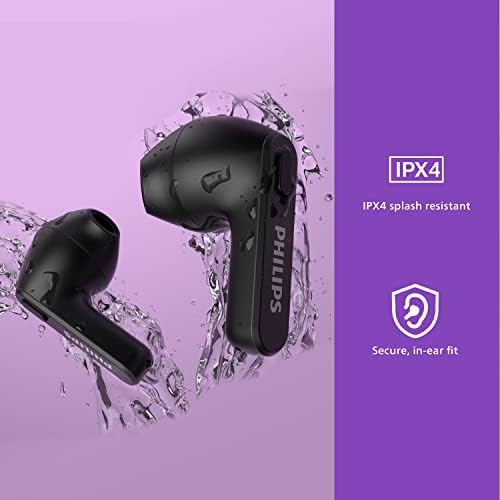 Philips T2206 True Wireless Earbuds – Compact Charging Case, IPX4 Water-Resistant Design, Enhanced Audio Mobility for Active Lifestyles, Rapid Pairing Technology, Secure Fit for Music Lovers and Fitness Enthusiasts