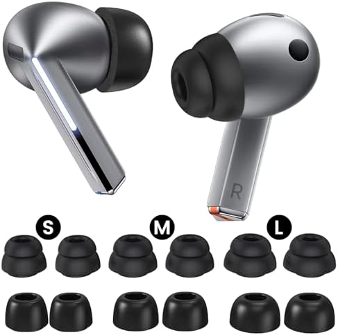 Upgrade Your Listening with Delidigi Premium Double Flange Silicone Ear Tips for Samsung Galaxy Buds 3 Pro (2024) – 6 Pairs in S/M/L for Ultimate Comfort & Noise Isolation – Perfectly Fits Charging Case (Black)