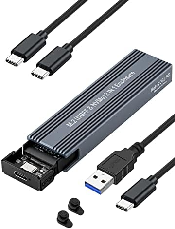 High-Speed M.2 NVMe SSD Enclosure with USB C Adapter – 10 Gbps Transfer Rate, UASP & Trim Support for M-Key (B+M Key) SSDs (2230/2242/2260/2280) – Portable, Durable Solution for Data Backup & Storage Expansion