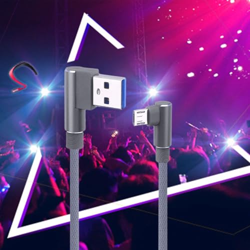 90-Degree USB Micro Cable – 1 m Nylon Braided Right Angle Charger for Universal Phones – Fast 2.4 A Data Transmission – Durable & Tangle-Free Connectivity Solution for Enhanced Performance