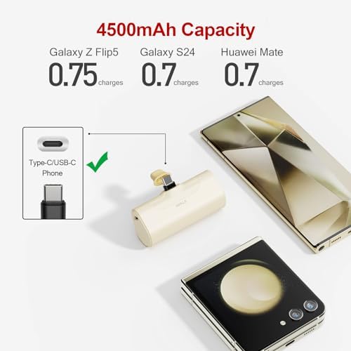i WALK Compact 4500 m Ah USB-C Power Bank – Ultra-Lightweight Portable Charger for i Phone 16/15, Samsung Galaxy S25/S24/S23, and More – Fast Charging, Versatile Compatibility, Stylish Purple Design for On-the-Go Power Solutions