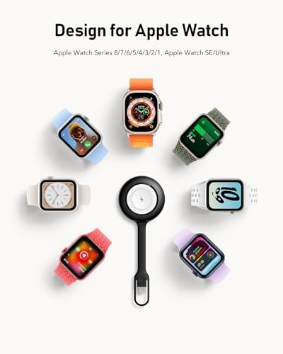 Compact Wireless Apple Watch Charger – 1200 m Ah Magnetic Power Bank for On-the-Go Charging, Compatible with Series 9/8/7/6/SE/5/4 – Sleek Keychain Accessory for Effortless Power Management and Travel Versatility