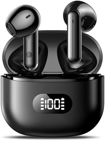 Revolutionary Bluetooth 5.4 Wireless Earbuds – Immersive Surround Sound with 48-Hour Playtime, IPX7 Waterproof for Ultimate Sports Performance, Tap-Control for Effortless Use, LED Display Charging Case – Perfectly Compatible with i Phone & Android Devices