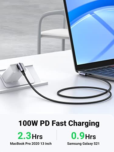 UGREEN 100 W USB C to USB C Cable – 90-Degree Design for Fast Charging & Data Transfer – 6.6 FT Versatile Compatibility with i Phone 16, Mac Book Pro 2022, Samsung Galaxy S24, Google Pixel & More – Durable, Tangle-Free Connectivity for Gaming & Work