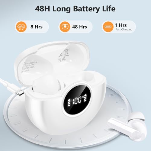 Next-Gen Wireless Earbuds 2025: Bluetooth 5.4 Technology for Ultra-Fast Connectivity, Immersive 3 D Stereo Sound, Advanced ENC Noise Cancellation, and 48-Hour Playtime – IPX7 Waterproof Design for Active Lifestyles, LED Battery Indicator, Universal Compatibility for Effortless Pairing – Redefine Your Sound Experience Today!