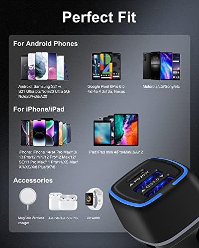 AILKIN 56 W PD USB C Car Charger – Ultra-Fast Multiport Charging Solution with 3 Ports for i Phone, Samsung Galaxy, LG, Google Pixel, and More – Compact, Safe, and High-Efficiency Automotive Charging Adapter for All Your Devices