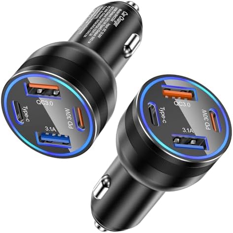 Agtray 2 Pack 65 W Fast USB-C Car Charger – Dual Port PD3.0 & QC3.0 Cigarette Lighter Adapter for i Phone 16, 15, 14, 13, 12 Pro Max, i Pad, Galaxy S25, S24, S23 – Multi-Device Rapid Charging with Enhanced Compatibility for On-the-Road Convenience