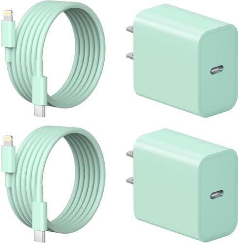 i Phone Fast Charger Dual Pack with 6 FT USB-C Charging Cable – PD 3.0 Quick Charge Wall Adapter for i Phone 14/13/12/11/X/8/7/6 & i Pad Pro/Mini/Air Pods – Ultimate Charging Efficiency & Enhanced Compatibility