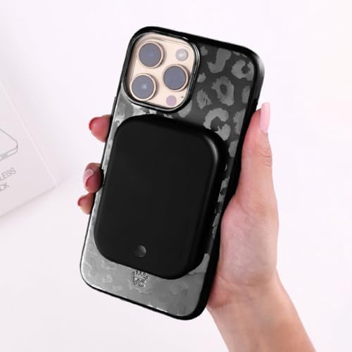Stylish Hot Pink Leopard VELVET CAVIAR Magnetic Power Bank – Mag Safe Compatible Slim Charger for i Phone 12, 13, 14, 15 – Fast 5000 m Ah Portable Battery Pack with USB-C for Effortless Charging on the Go