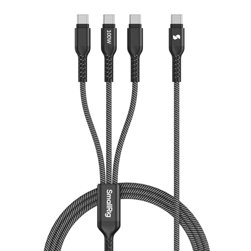 SMALLRIG 3-in-1 USB-C Charging Cable – 100 W Fast Charging & USB 2.0 Data Transfer Cord for i Phone 16/15, Samsung & Tablets – Versatile 4 FT Durable Triple Port Type-C Connector for Seamless Connectivity & Enhanced Efficiency