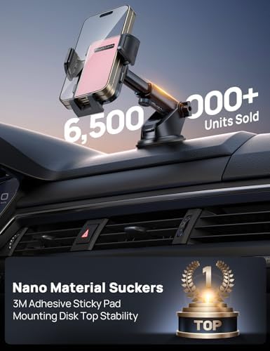 Ultimate Adjustable Windshield Phone Mount for Cars – Military-Grade Suction Cup Holder with Vent Hook, 360° Rotatable Design, Non-Slip Silicone Carbon Fiber for All Smartphone Models – Enhance Your Driving Safety & Hands-Free Convenience