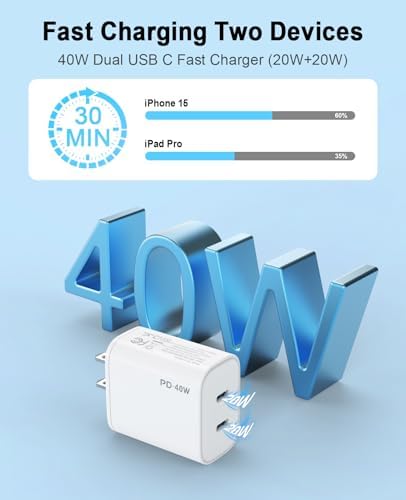 Ultimate 3-Pack i Phone & Samsung Dual-Port USB C Charger Block – i GENJUN 20 W QC + PD 3.0 Fast Charging Adapter for i Phone 15/14/13/12/X and Galaxy Devices – Sleek, Compact, and Reliable Wall Charger for Efficient Power on the Go