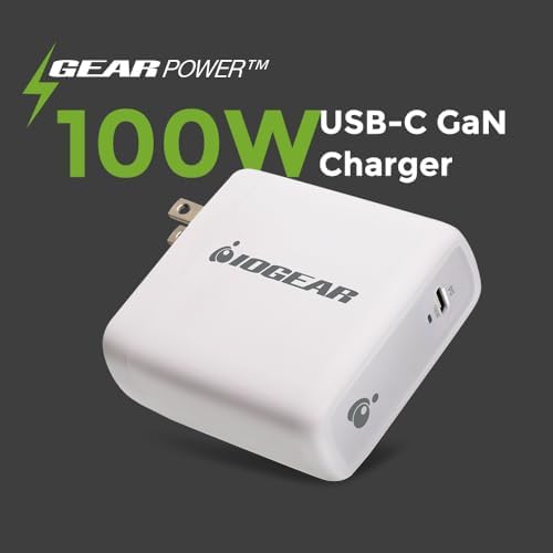 IOGEAR 100 W USB-C Ga N Wall Charger – Ultimate Compact Fast Charging Adapter with Foldable Plug for Efficient Travel – Ideal for Mac Book Pro, i Phone 15 Pro Max, Galaxy S24 Ultra, and Steam Deck – Enhanced Compatibility and Safety Features