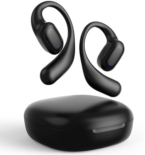 Ultimate Open Ear Bluetooth 5.3 Earbuds: Secure Sports Headphones with 75-Hour Playtime, Sweat-Resistant Design, Rapid Charging, and Digital Display Case for Music and Gaming Enthusiasts – Perfect for Active Lifestyles and Enhanced Audio Awareness