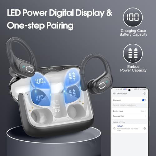 Ultimate Bluetooth 5.4 Wireless Earbuds with 75-Hour Playtime – Ergonomic Deep Bass Sport Headphones with IPX7 Waterproof Rating for Active Lifestyles, Advanced ENC Noise Cancelling Mic for Superior Call Clarity – Ideal for Fitness and Outdoor Activities