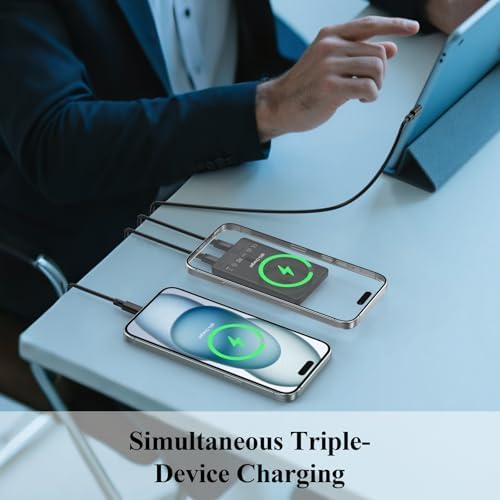 Minthouz Magnetic Power Bank – 5,000 m Ah Ultra-Fast Wireless Charger with 22.5 W USB-C Output | Portable Battery Pack for i Phone 16/15/14/13/12 Series – Stylish Black Design for Effortless On-the-Go Charging and Enhanced Device Compatibility