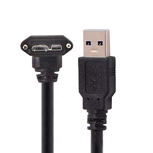 Chenyang 90-Degree Micro USB 3.0 Cable – Type A Male to Micro B Male, 3 M High-Speed Connector for Industrial Cameras & Devices, Enhanced Durability with Mount Panel Screws, Perfect for Tight Spaces and Optimal Cable Management