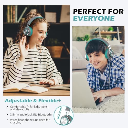 Premium AILIHEN C8 Kids Wired Headphones – Foldable On-Ear Design with Adjustable Volume Control and Built-In Microphone for Safe Listening – Perfect for School, Travel, and Home Use (Black/Blue) – Exceptional Sound Quality for Young Audiophiles and Learning Environments