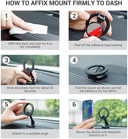 PROfezzion Magnetic Car Phone Mount for i Phone 15/14/13/12 Series – Advanced 2 x 180° Folding Arms & 360° Rotation, Enhanced Grip with Upgraded Super Magnets, Secure 3 M VHB Adhesive – Ultimate Hands-Free Solution for Safe Navigation and Enhanced Driving Experience
