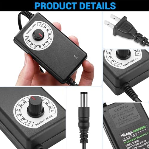 Universal 24 W Adjustable AC to DC Power Supply Adapter – Multi-Voltage Solution for 3 V, 5 V, 9 V & 12 V Electronics – Ideal for LED Lights, Fans, and More with Advanced Safety Features and Regulated Output