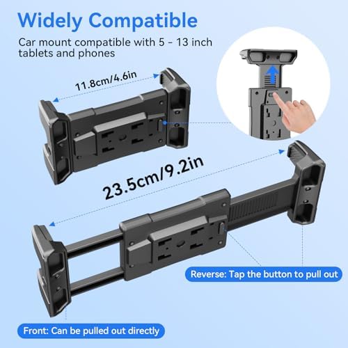 OHLPRO 6-in-1 Backseat Car Charging Hub with Retractable Phone Holder – Fast 40 W PD/QC Dual USB Adapter for All Smartphones – Ideal for Rideshare, Uber, and Taxi Passengers – Compact, Clutter-Free Design with Secure Headrest Mounting for Ultimate Convenience and Connectivity