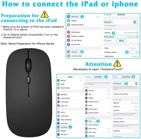 Urban X Midnight Black Bluetooth Rechargeable Mouse for 17″ Laptops – Ergonomic, Silent Click Design for Seamless Compatibility with PC, Mac, i Pad, Tablets & Android Devices – Ultimate Precision for Enhanced Productivity