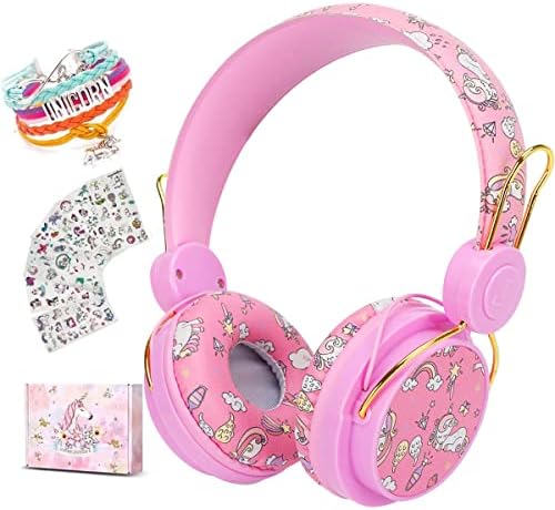 Light Purple Unicorn Cat Ear Bluetooth Headphones for Kids – Safe Listening with Volume Limiting, FM Radio & Dual Connectivity for Fun Learning and Entertainment – Ideal for School, Laptops, and Smartphones