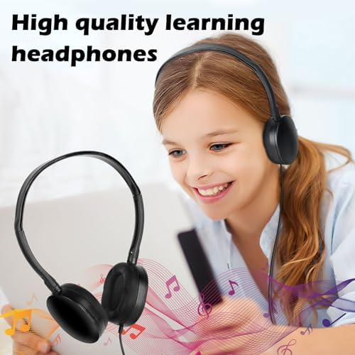 Classroom-Ready Adjustable Wired Headphones for Kids – Bulk 25-Pack Student Headsets with 3.5 mm Jack for Superior Sound Clarity – Durable, Comfortable, and Hygienic Design for Enhanced Online Learning Experience