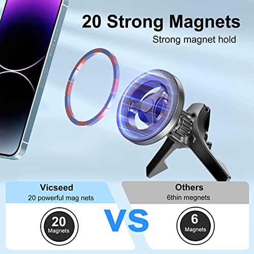 Mag Safe Car Phone Mount – 20 Powerful Super Magnets for Optimal i Phone 12-16 Compatibility – Universal Magnetic Holder with 360-Degree Rotation for Safe Hands-Free Navigation and Easy Installation
