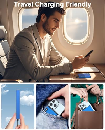 Ultra-Slim 10000 m Ah Magnetic Portable Charger for i Phone 15/14/13/12 Pro Max – Lightning-Fast USB-C PD 20 W Power Bank in Stylish Blue – The Ultimate On-the-Go Charging Solution for Maximum Compatibility and Convenience