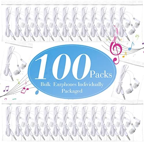 Bulk Konohan 100-Piece Earbuds – Individually Packaged 3.5 mm Headphones for Educational Settings – Lightweight, Durable Student Earphones Designed for Comfort in Classrooms, Libraries, and Learning Environments – Hygienic Black Design for Extended Use and Enhanced Focus