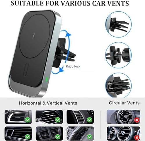 Revolutionary Wireless Car Charger Mount with Magnetic Grip – 15 W Fast Charging Air Vent Holder for i Phone 16, 15, 14 Pro Max, and 13 Smartphones – Effortless Installation and Enhanced Stability for Safer Driving Experience in 2025