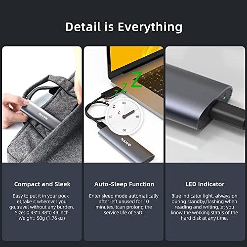 MAIWO 10 Gbps M.2 SSD Enclosure – Versatile Tool-Free USB C/USB A Aluminum Case for NVMe & SATA Drives – Optimized for 2230/2242/2260/2280 M-Key/(B+M) Key – Enhanced Durability & Rapid Data Transfer Solutions with 17.71-Inch Cable – Perfect for On-the-Go Storage Expansion