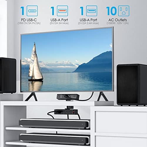 Maximize Workspace Efficiency with VILONG’s Dual Layer Desk Clamp Power Strip – 10 Outlet & 3 USB Charging Station, 20 W Edge Mount Surge Protector with 3 Ft Extension Cord for Home & Office Use – Clutter-Free Power Solution for All Devices